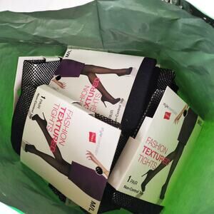 Wholesale Bulk Lot of 25 Hanes Fashion Black Textured Tights Fishnet M/L NEW